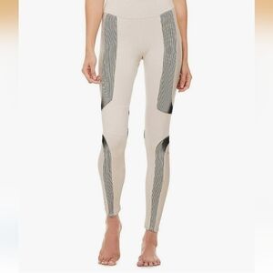 Alo Yoga Electric Leggings Bone white color with black detailing